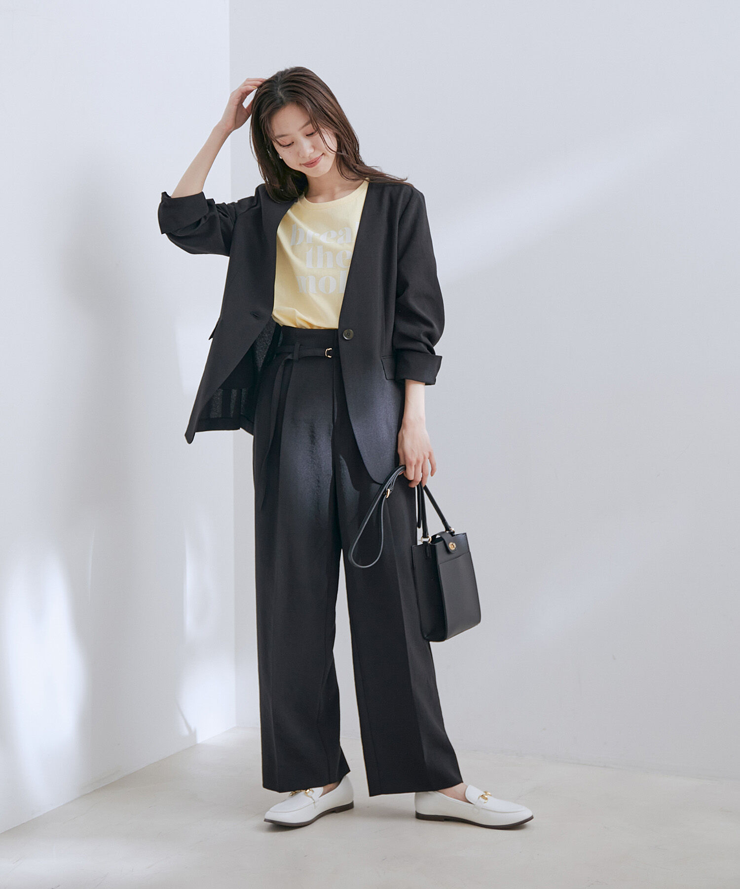 VIS「【接触冷感・洗える】美easy Dカンベルト付きワイドパンツ【セットアップ対応】」|スラックス|