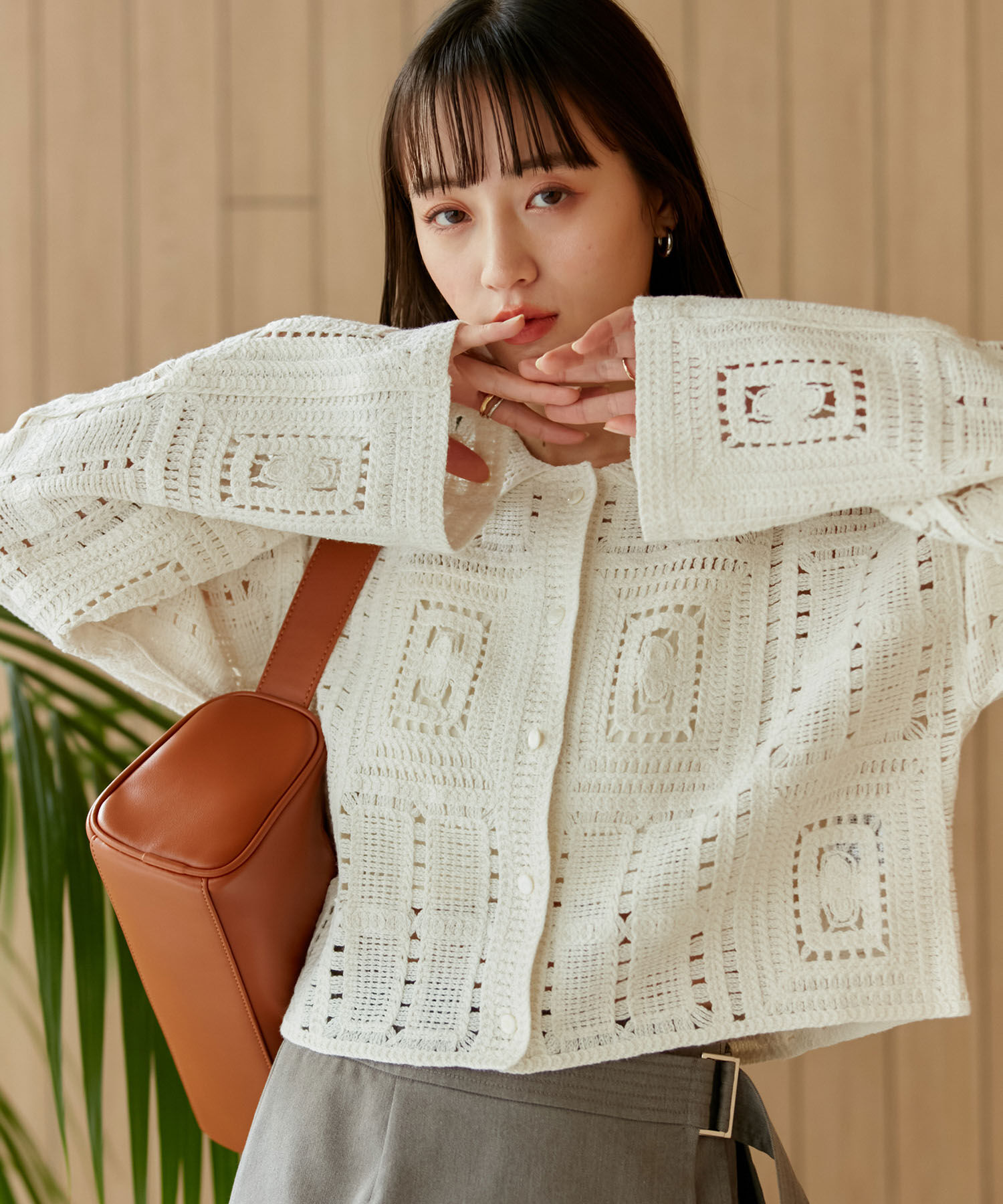 VIS「衿付きクロシェレースカーデガン」|カーディガン|