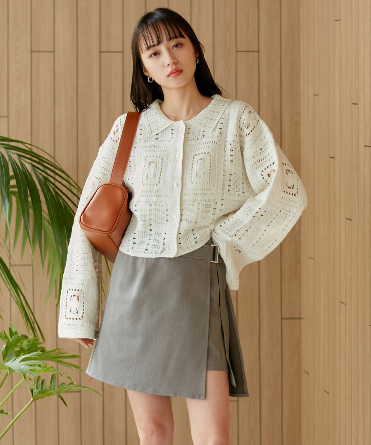 VIS「衿付きクロシェレースカーデガン」|カーディガン|