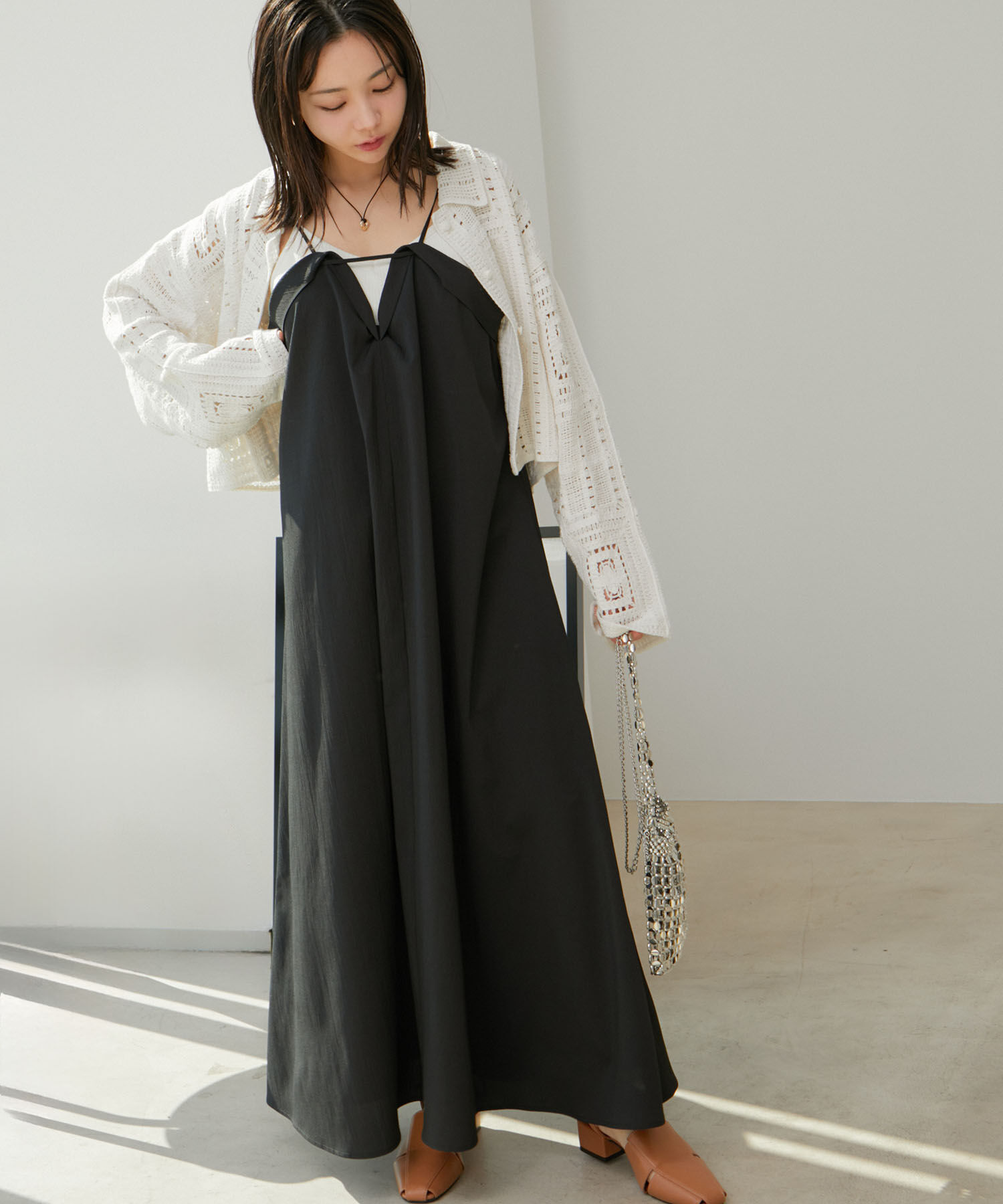 VIS「衿付きクロシェレースカーデガン」|カーディガン|