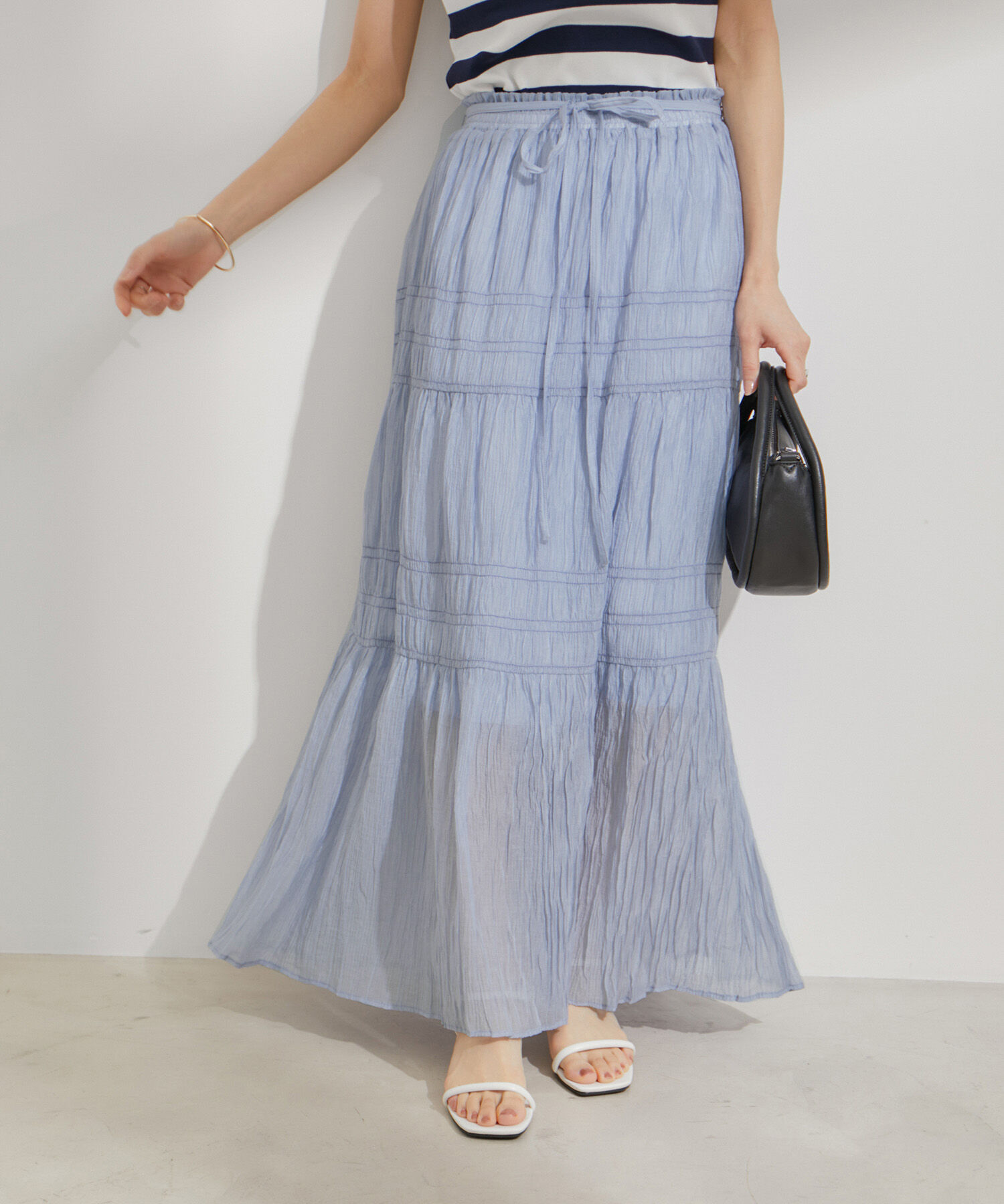 VIS「柄＆無地アソートシャーリングティアードスカート」|スカート|