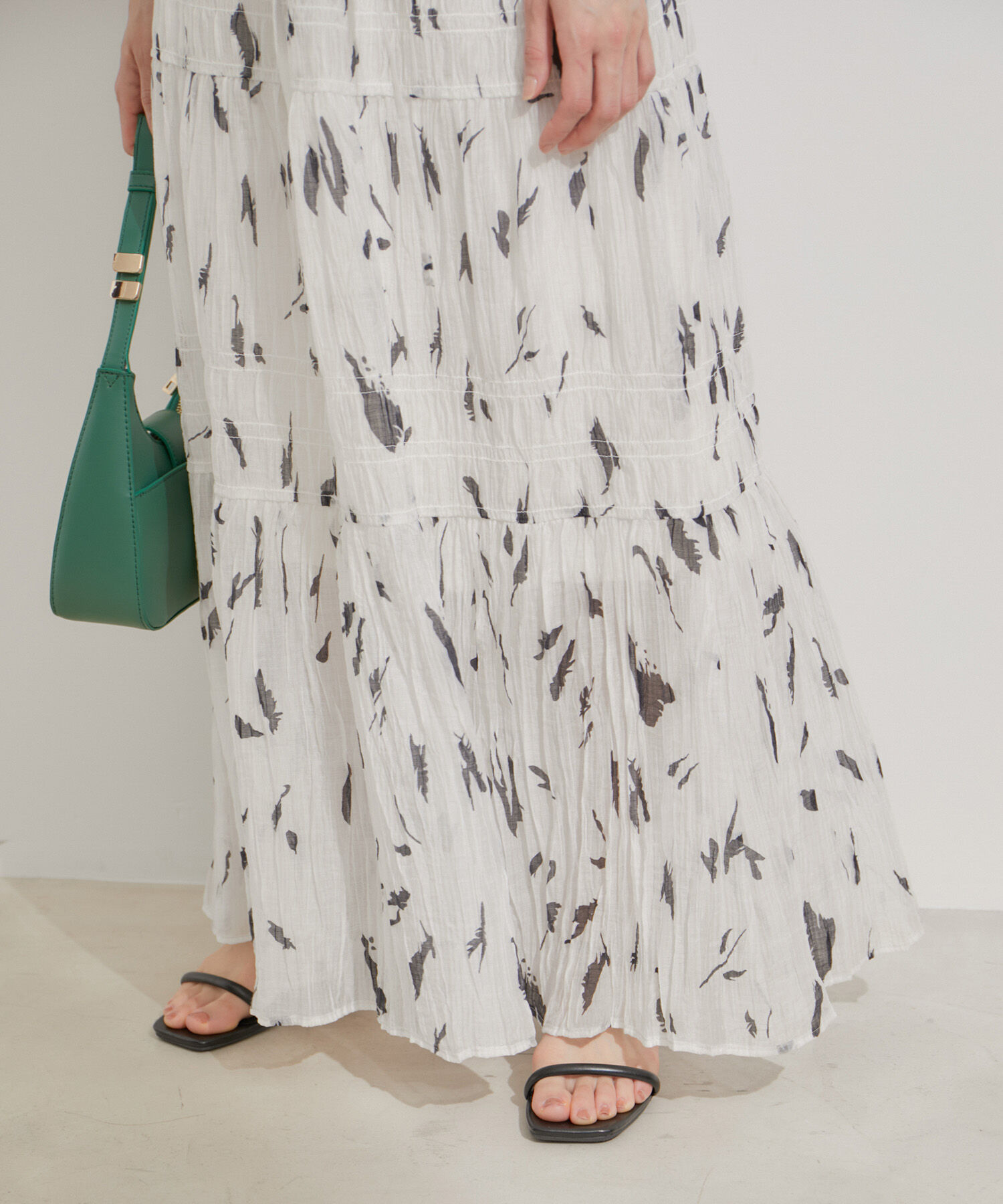 VIS「柄＆無地アソートシャーリングティアードスカート」|スカート|