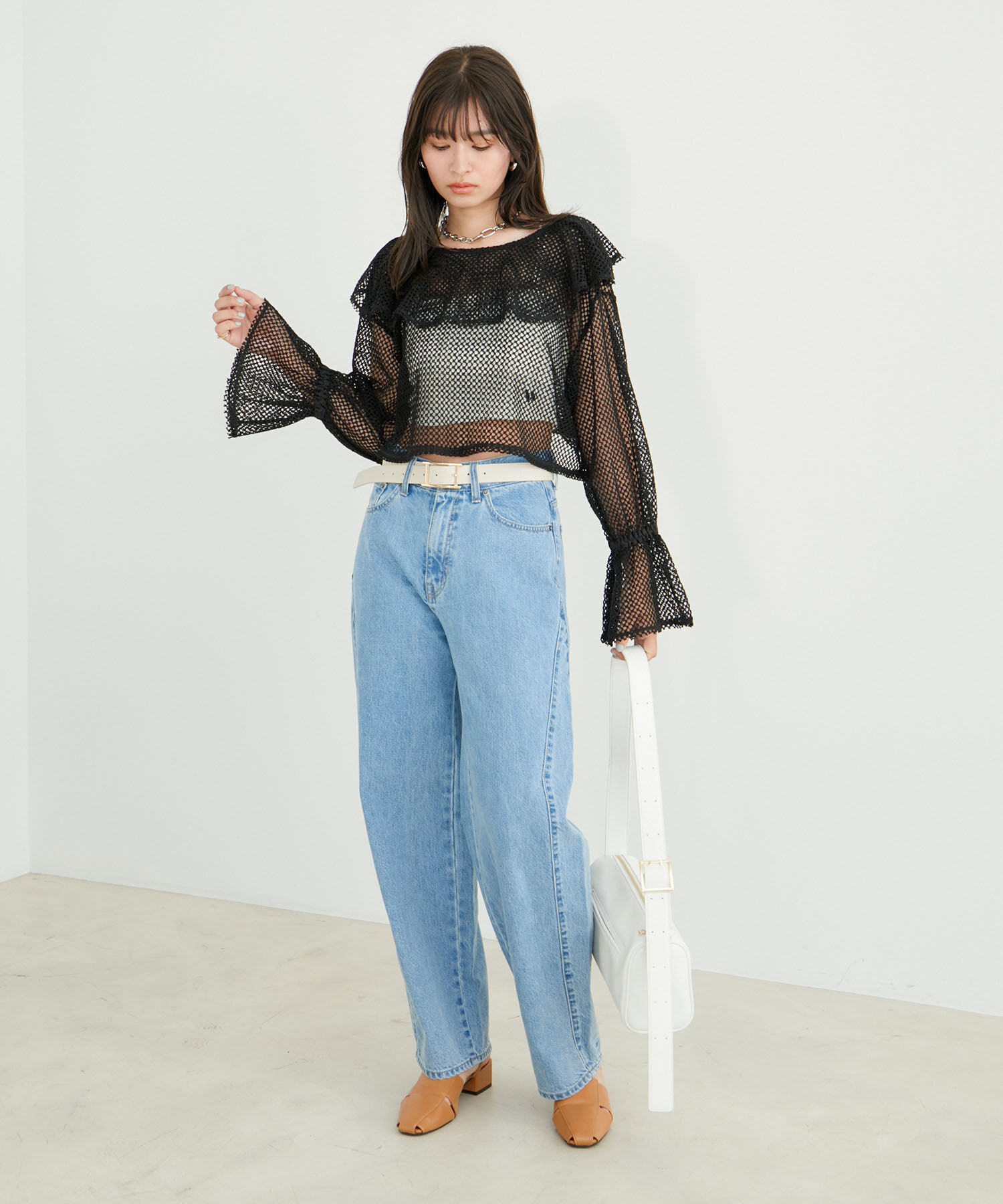 VIS「【前後2WAY】メッシュフリルカーディガン」|シャツ・ブラウス|