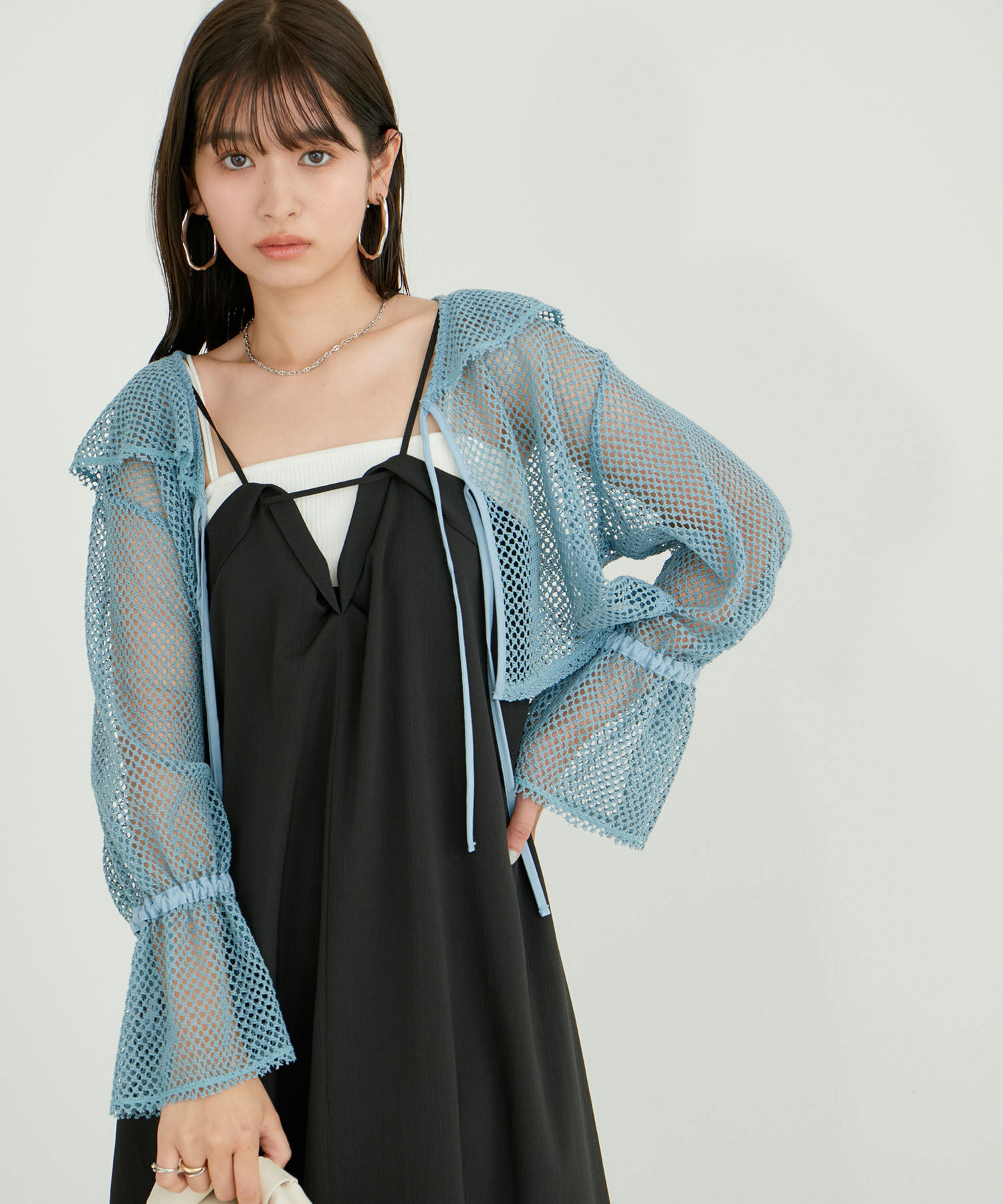 VIS「【前後2WAY】メッシュフリルカーディガン」|シャツ・ブラウス|