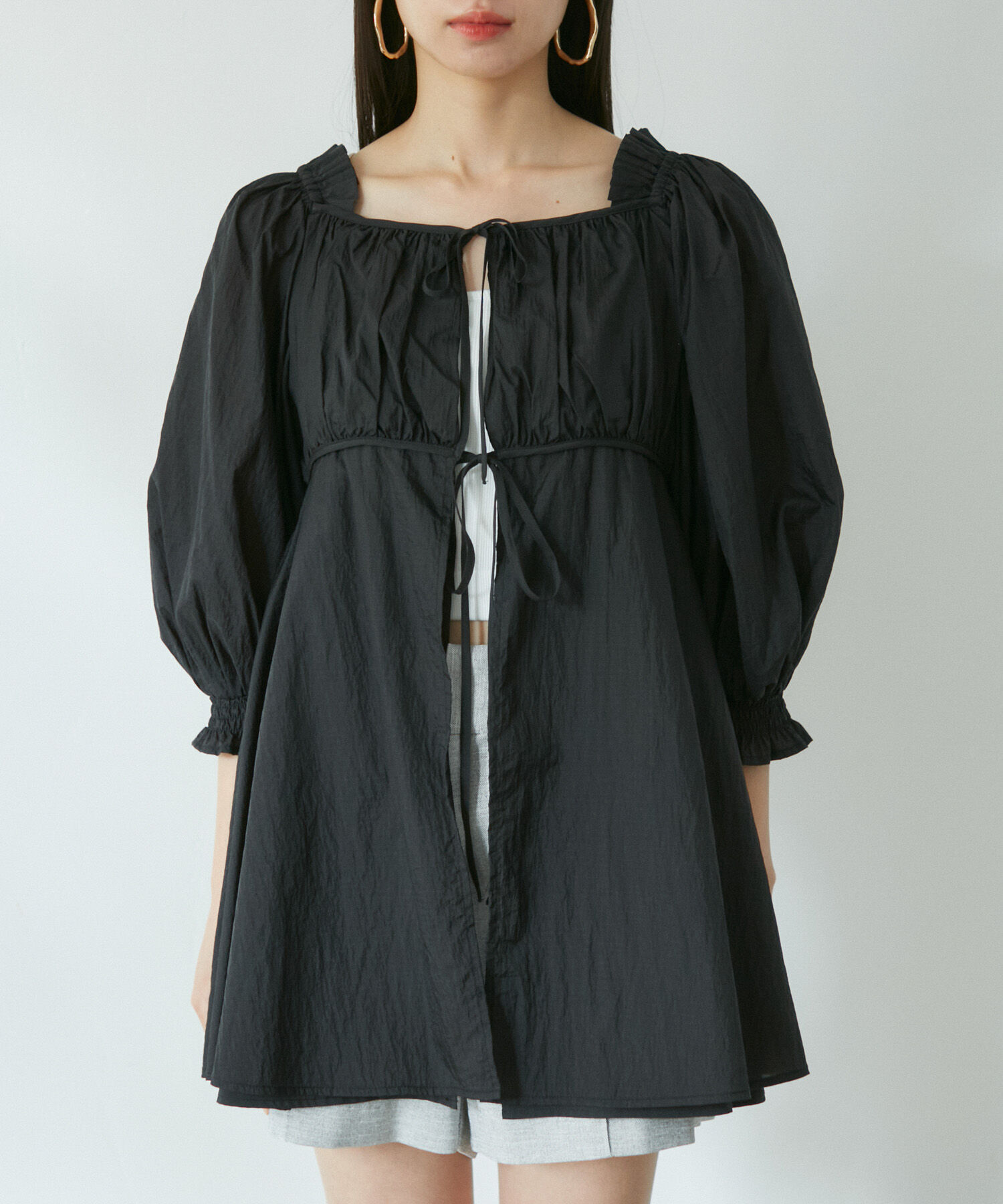 VIS「パフスリーブナイロンチュニックブラウス」|シャツ・ブラウス|