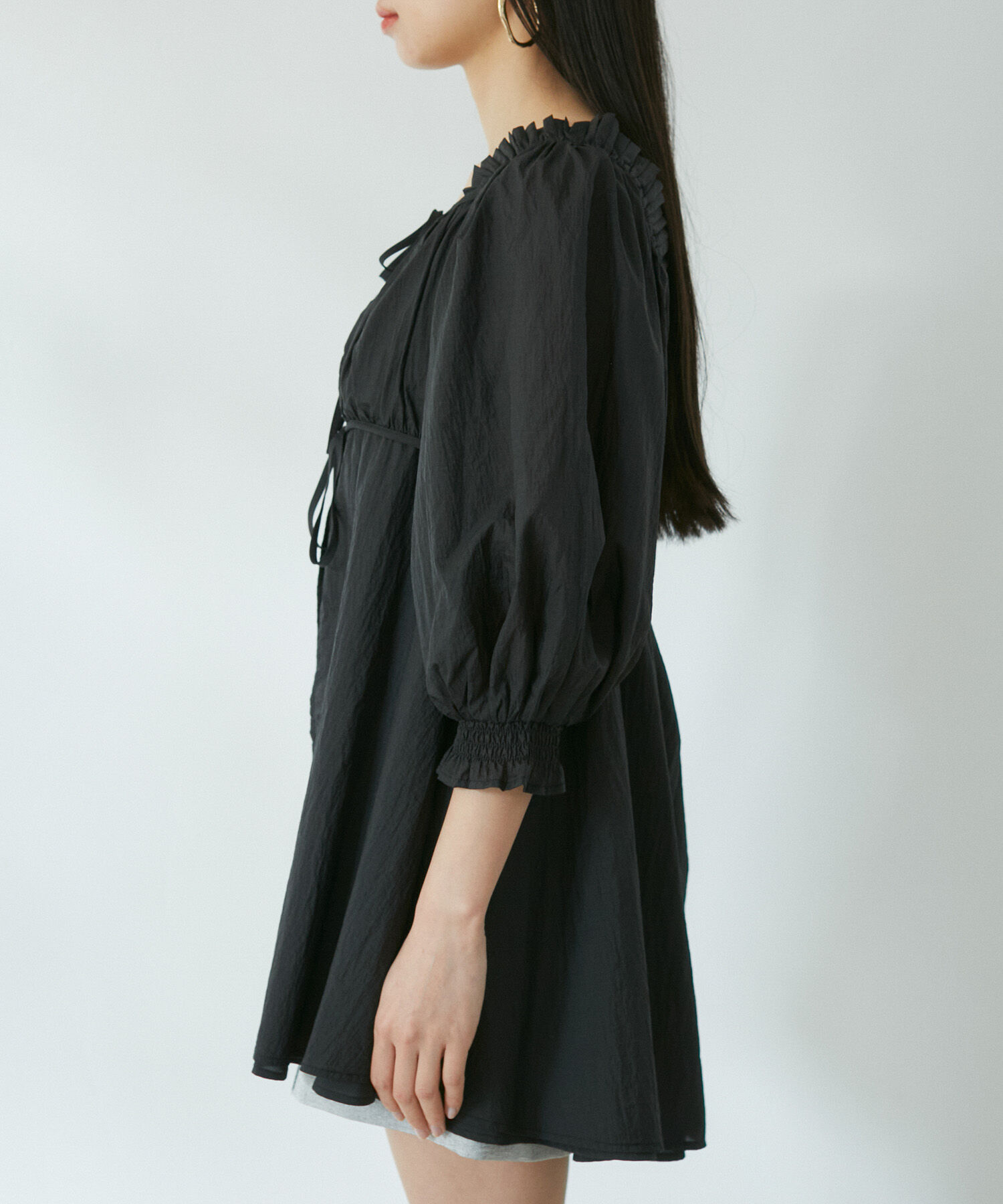VIS「パフスリーブナイロンチュニックブラウス」|シャツ・ブラウス|