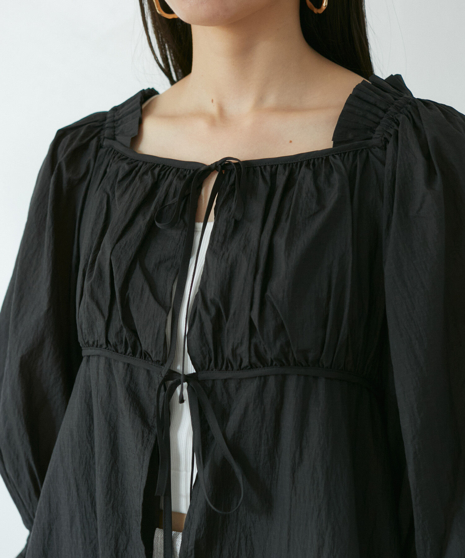 VIS「パフスリーブナイロンチュニックブラウス」|シャツ・ブラウス|