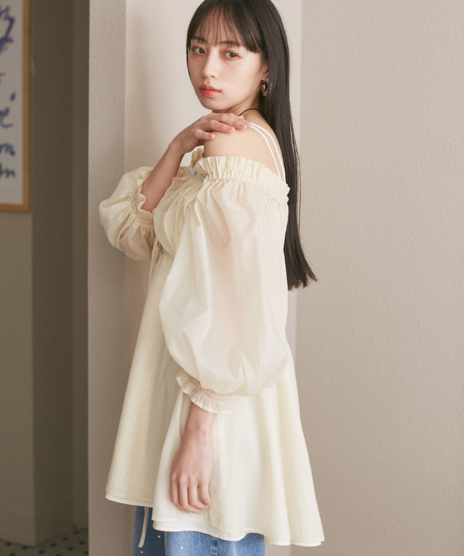 VIS「パフスリーブナイロンチュニックブラウス」|シャツ・ブラウス|