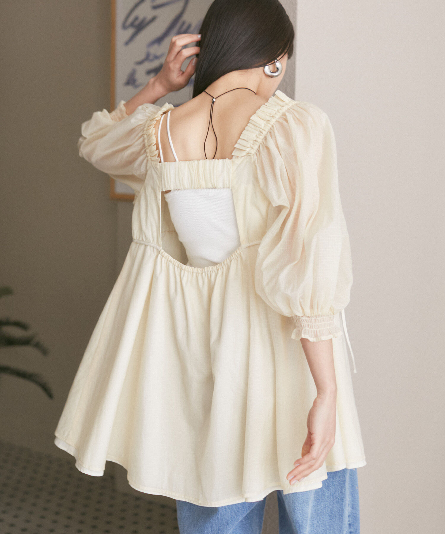 VIS「パフスリーブナイロンチュニックブラウス」|シャツ・ブラウス|