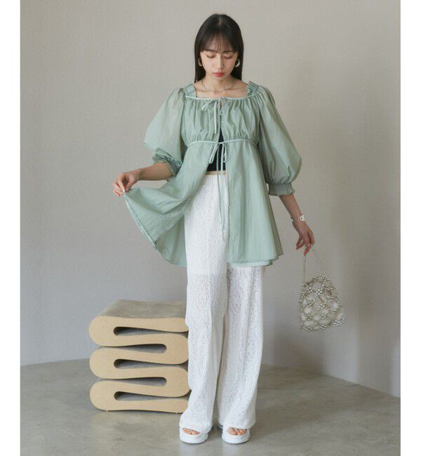 VIS「パフスリーブナイロンチュニックブラウス」|シャツ・ブラウス|