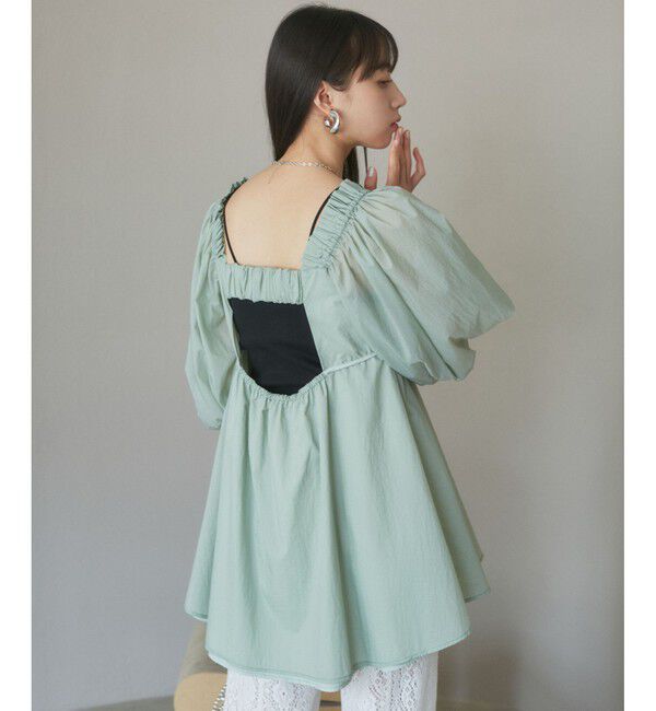 VIS「パフスリーブナイロンチュニックブラウス」|シャツ・ブラウス|
