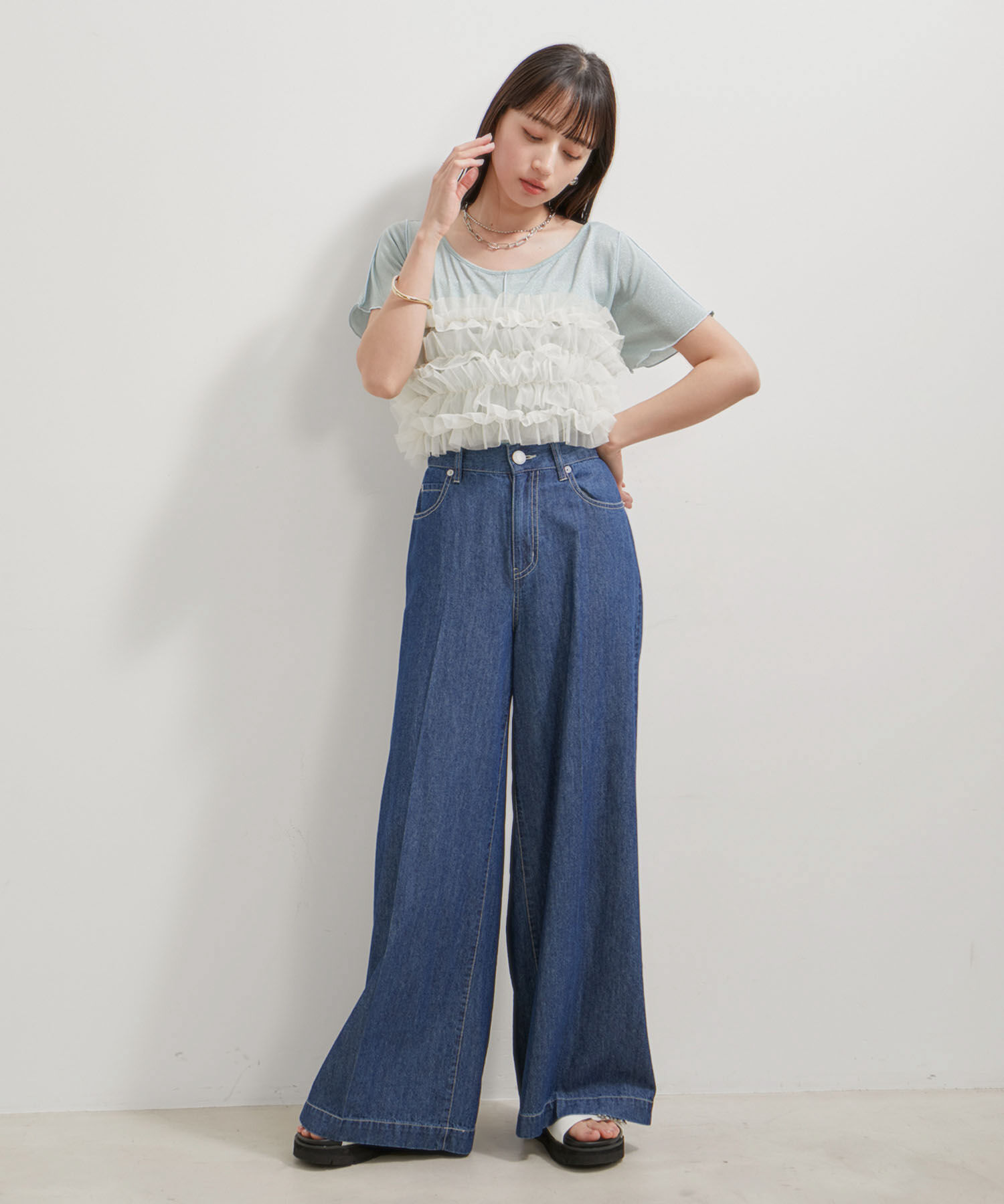 VIS「【洗える】ラメメローTシャツ」|Tシャツ・カットソー|