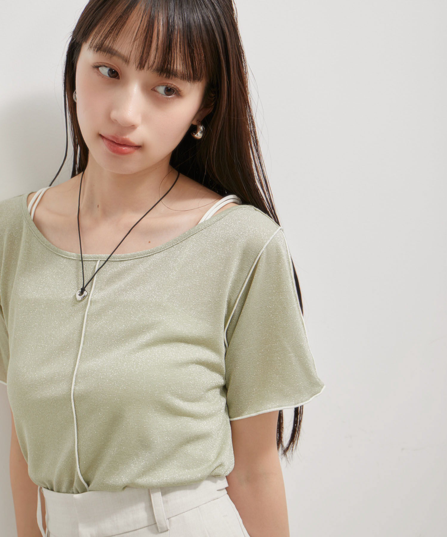 VIS「【洗える】ラメメローTシャツ」|Tシャツ・カットソー|