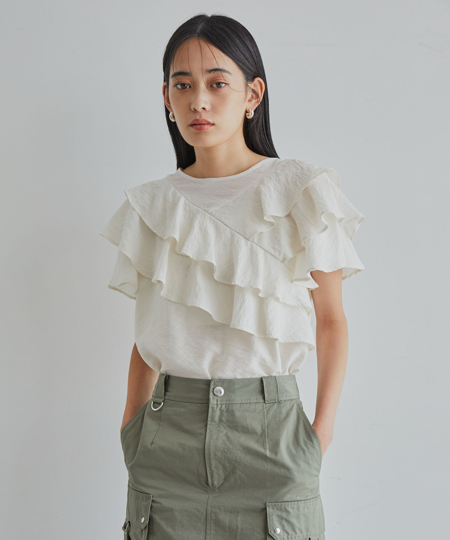 VIS「フリルティアードブラウス」|シャツ・ブラウス|オフホワイト(15)
