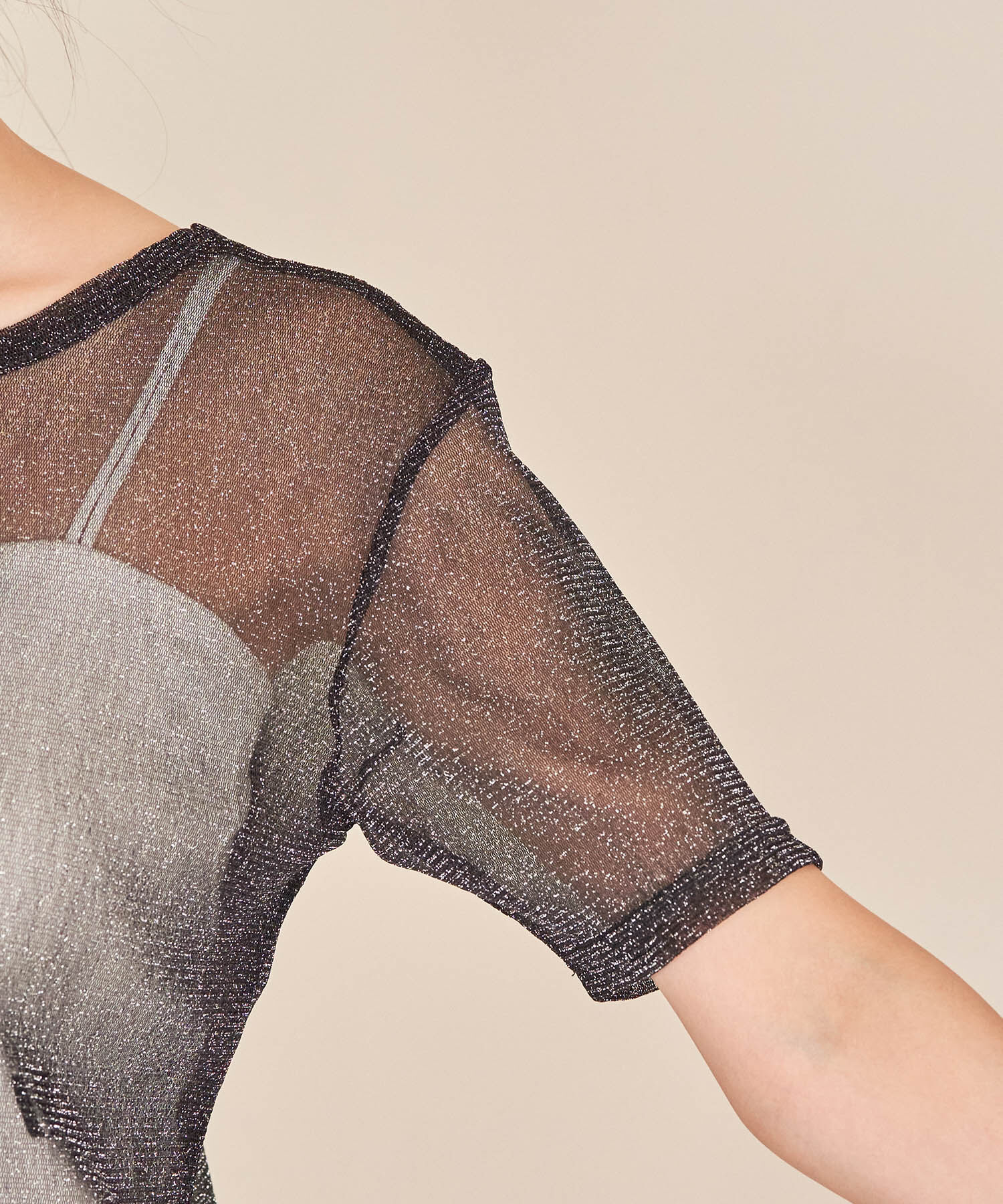 VIS「【洗える】シアーラメレイヤードTシャツ」|Tシャツ・カットソー|