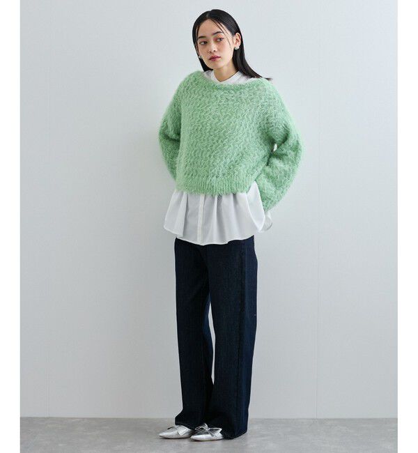 VIS「キラッと華やか！透かし柄シャギーニットプルオーバー」|ニット・セーター|