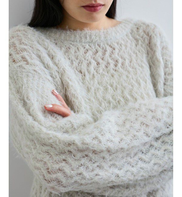 VIS「キラッと華やか！透かし柄シャギーニットプルオーバー」|ニット・セーター|