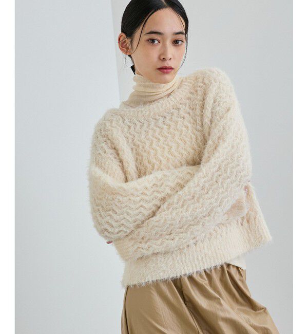 VIS「キラッと華やか！透かし柄シャギーニットプルオーバー」|ニット・セーター|