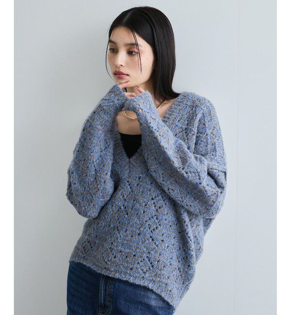 VIS「ミックスカラー深Vネックニット」|ニット・セーター|