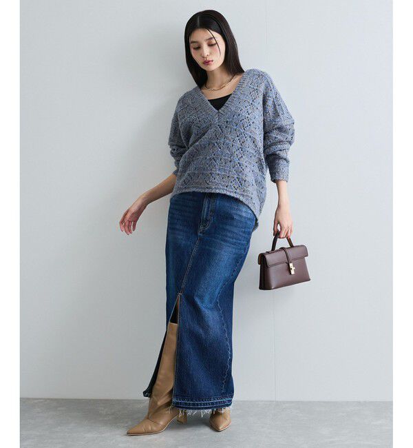 VIS「ミックスカラー深Vネックニット」|ニット・セーター|