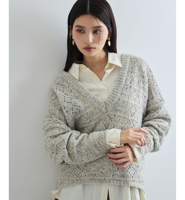 VIS「ミックスカラー深Vネックニット」|ニット・セーター|