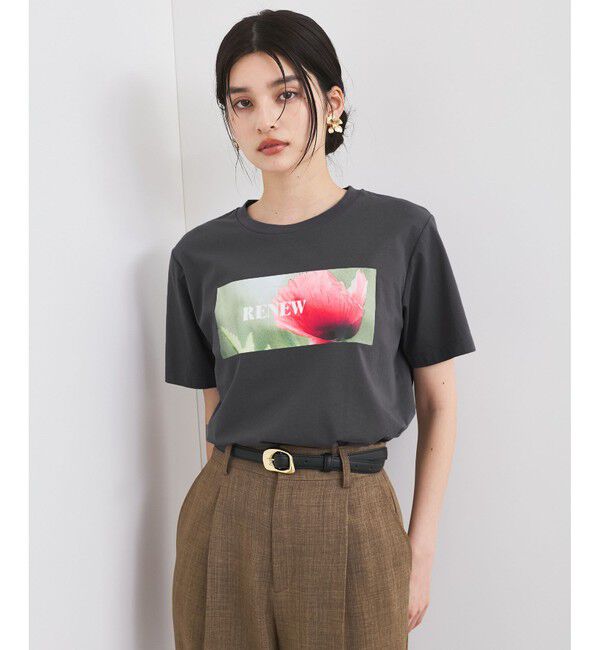 VIS「【接触冷感】フラワーフォト＆ロゴTシャツ」|Tシャツ・カットソー|