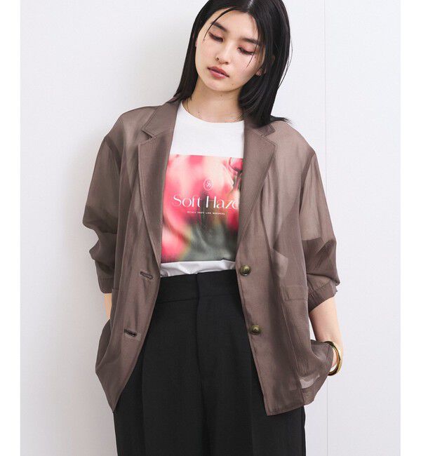 VIS「【接触冷感】フラワーフォト＆ロゴTシャツ」|Tシャツ・カットソー|