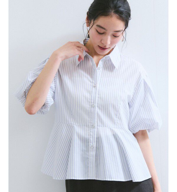 VIS「バルーンスリーブペプラムシャツ/通勤対応」|シャツ・ブラウス|ホワイト系(11)