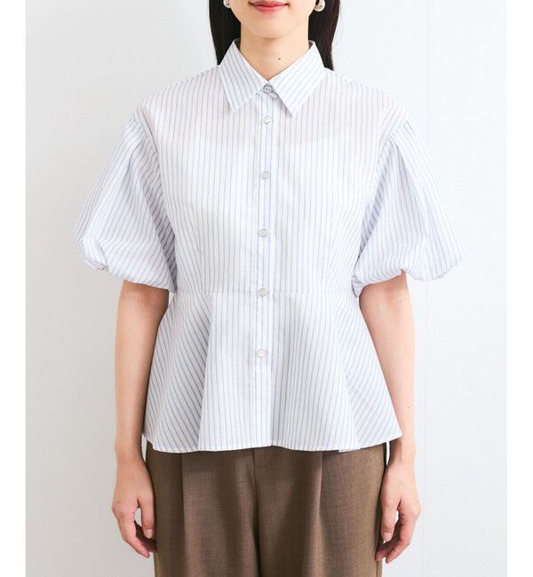 VIS「バルーンスリーブペプラムシャツ/通勤対応」|シャツ・ブラウス|