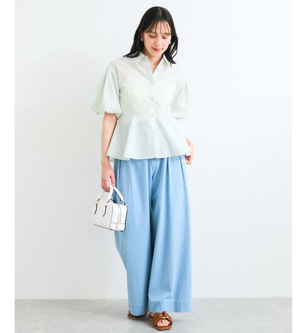 VIS「バルーンスリーブペプラムシャツ/通勤対応」|シャツ・ブラウス|