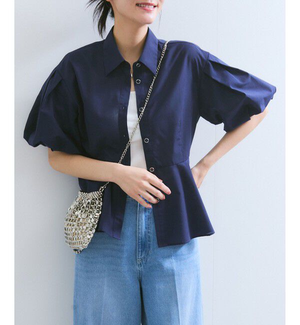 VIS「バルーンスリーブペプラムシャツ/通勤対応」|シャツ・ブラウス|