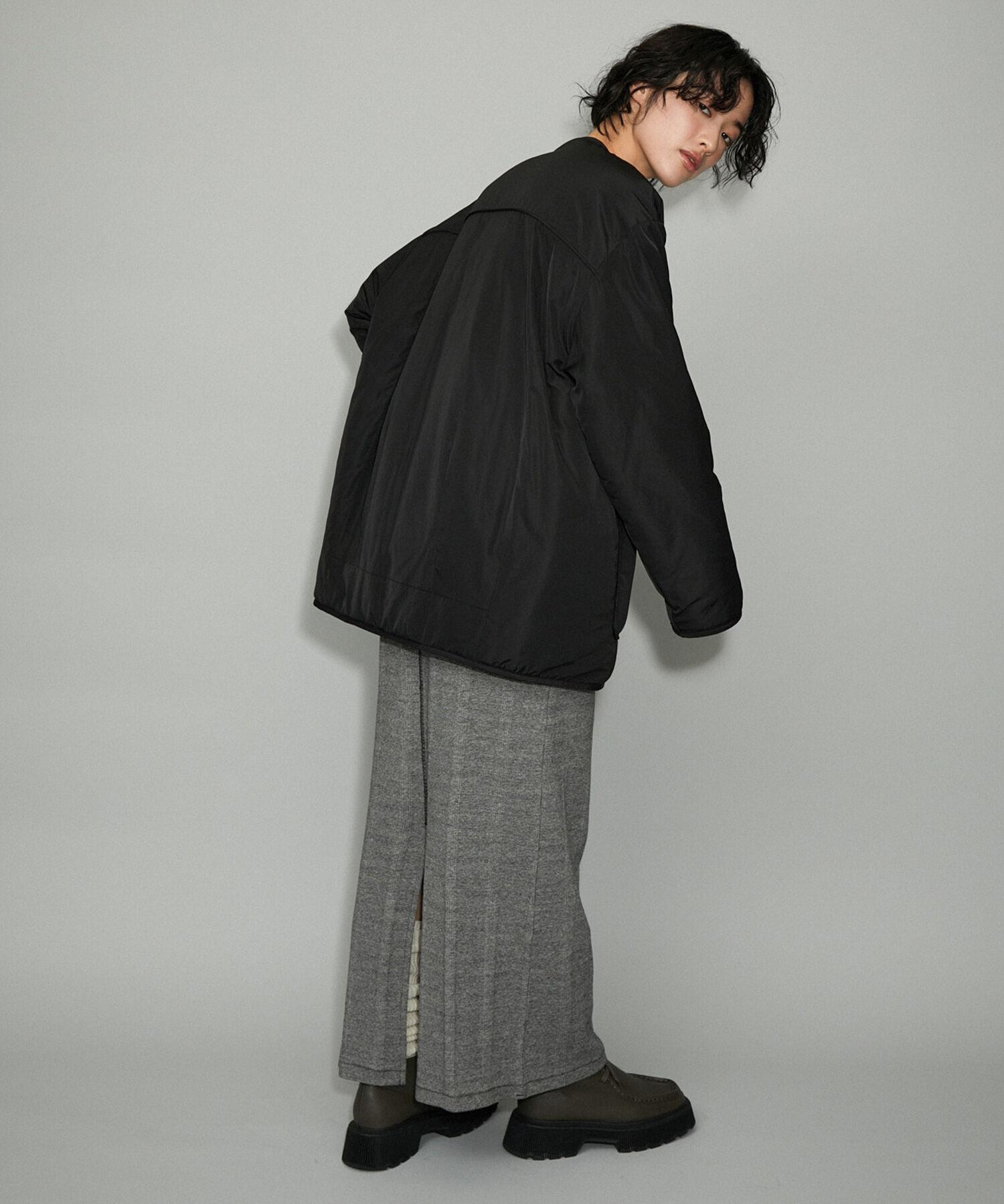 ADAM ET ROPE'「【WEB限定】リバーシブルツイードブルゾン」|ブルゾン・スタジャン|