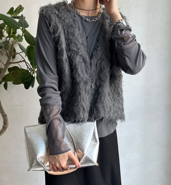  「【柔らかい着心地】袖シアーリブTEE」|Tシャツ・カットソー|