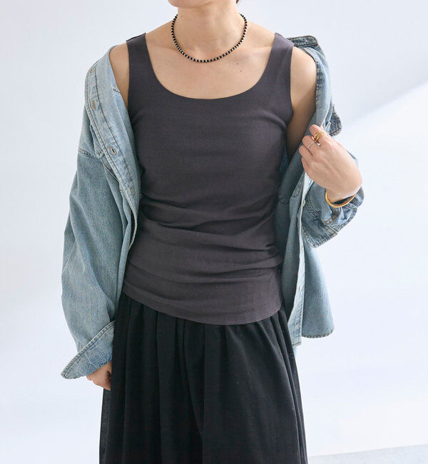  「【RIVE DROITE 名品インナー】シームレスタンク」|キャミソール|チャコールグレー