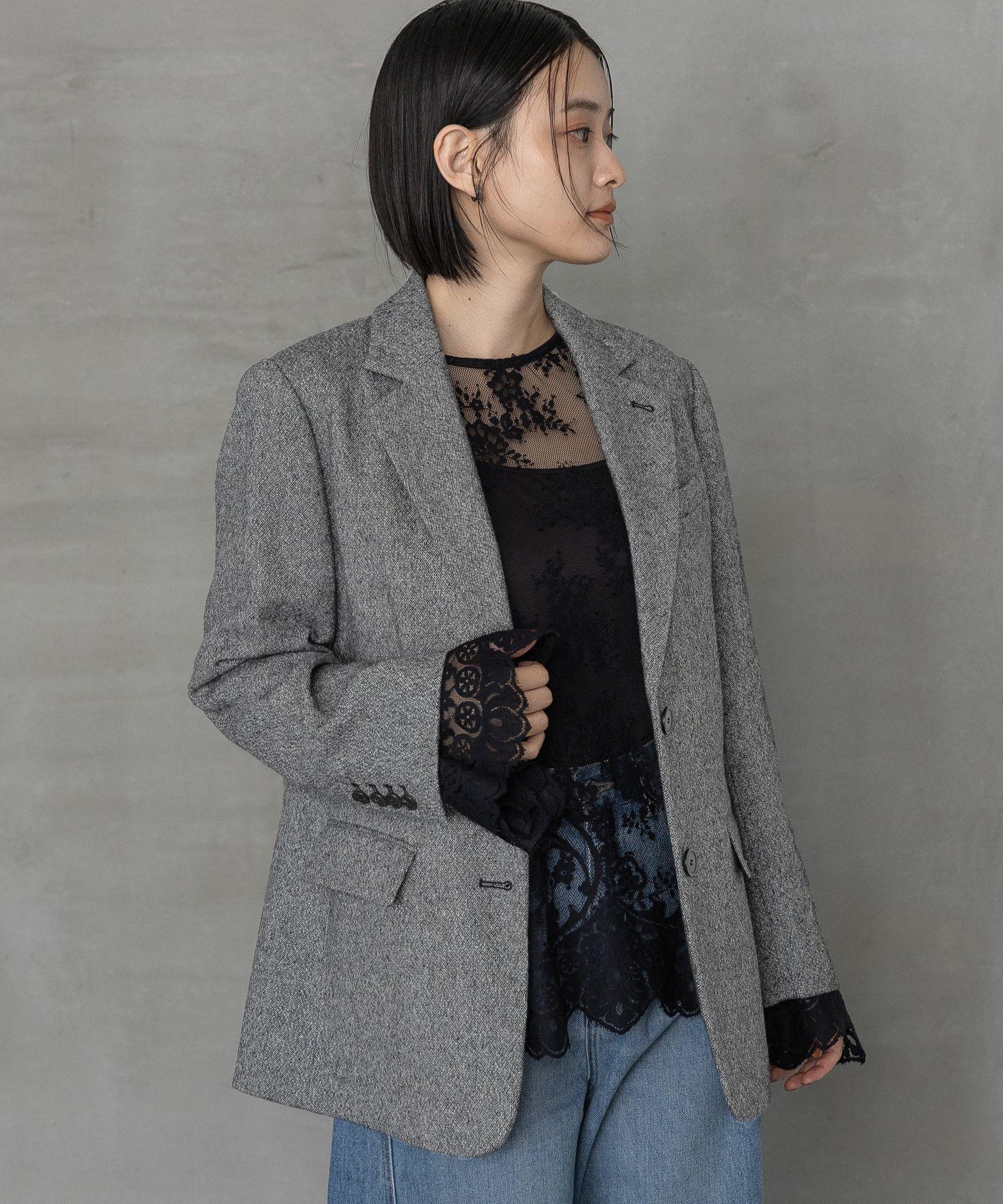 A part by 「坪田あさみさんYouTube紹介/シモーネラメツイードジャケット」|テーラードジャケット|