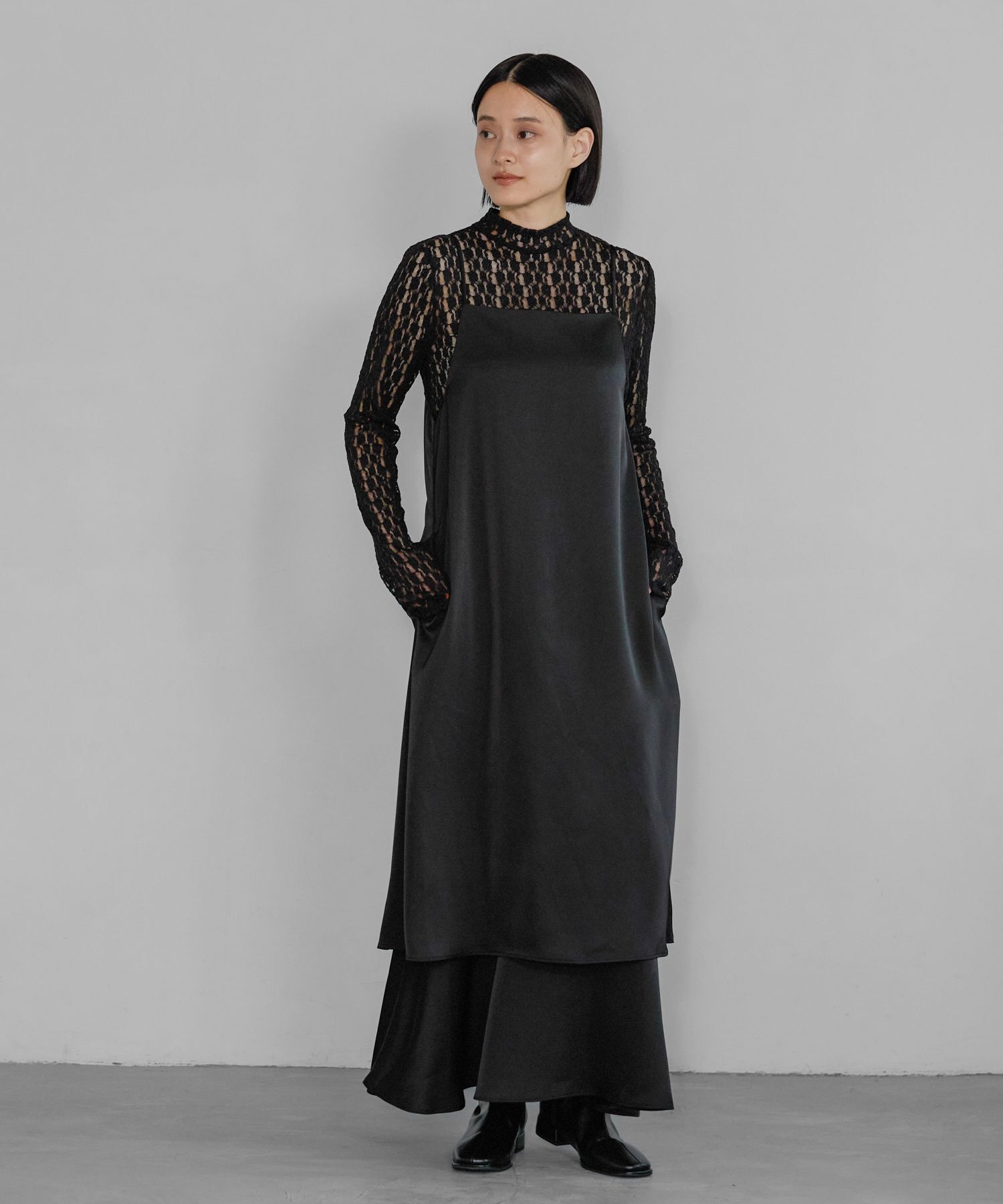 A part by 「サテンティアードキャミワンピース」|ワンピース|ブラック