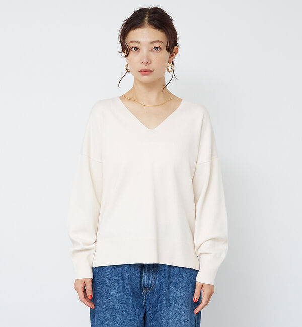Rouge vif「Vネックドロップスリーブハイゲージニット」|ニット・セーター|
