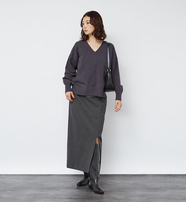 Rouge vif「Vネックドロップスリーブハイゲージニット」|ニット・セーター|