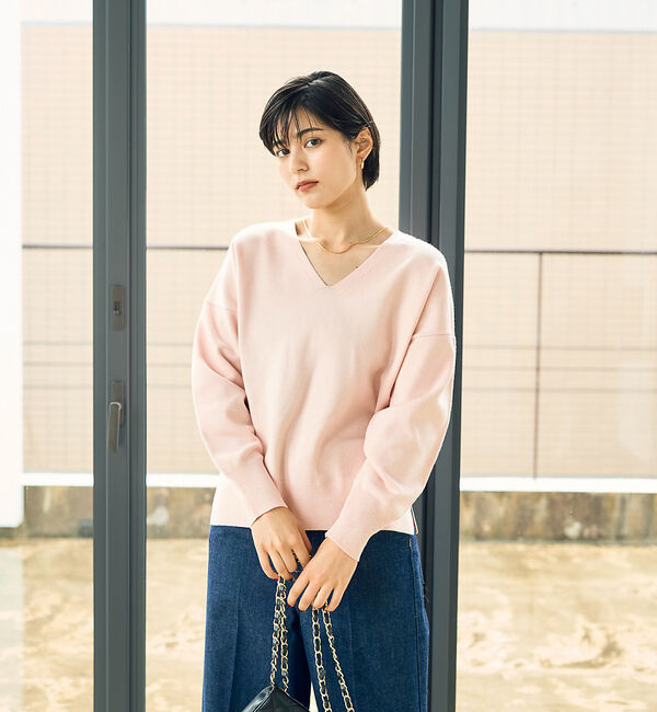 Rouge vif「Vネックドロップスリーブハイゲージニット」|ニット・セーター|