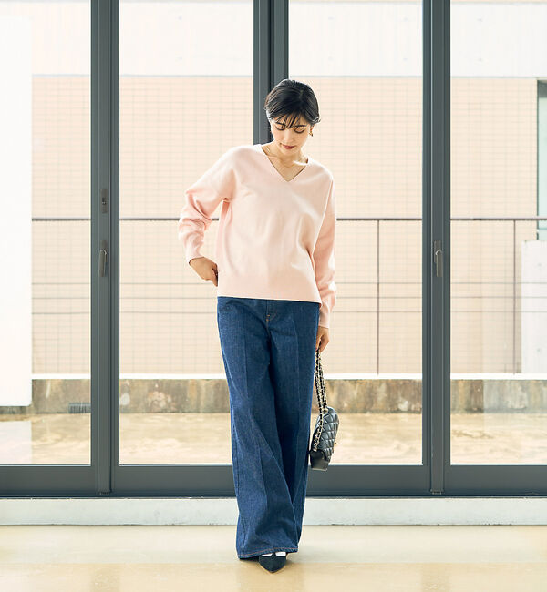 Rouge vif「Vネックドロップスリーブハイゲージニット」|ニット・セーター|