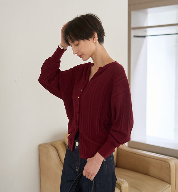 Rouge vif「変形ストライプ前後2WAYニット / カーディガン」|ニット・セーター|