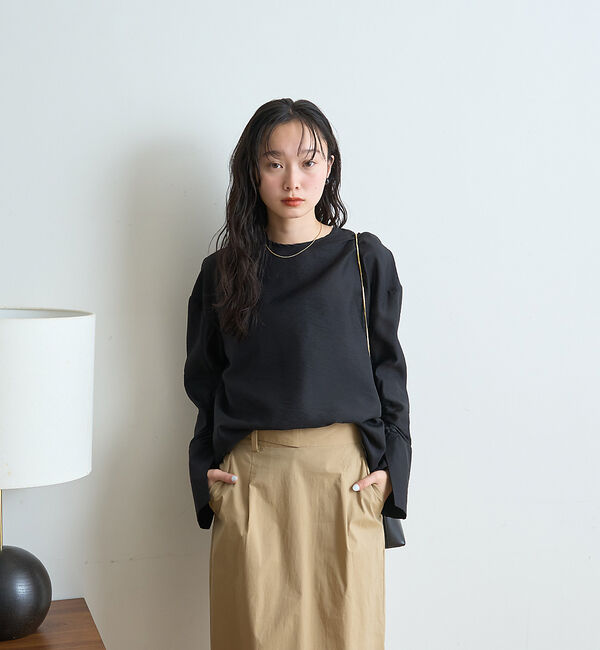 Rouge vif「クルーネック袖ギャザーシアーブラウス」|シャツ・ブラウス|