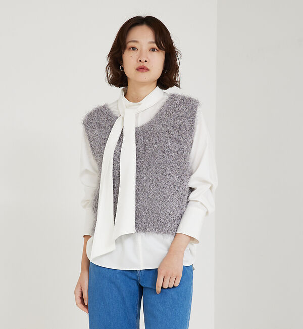 qualite「ラメシャギーニットベスト」|ベスト・ジレ|