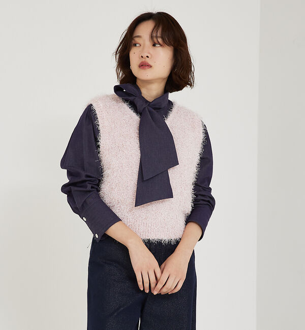 qualite「ラメシャギーニットベスト」|ベスト・ジレ|