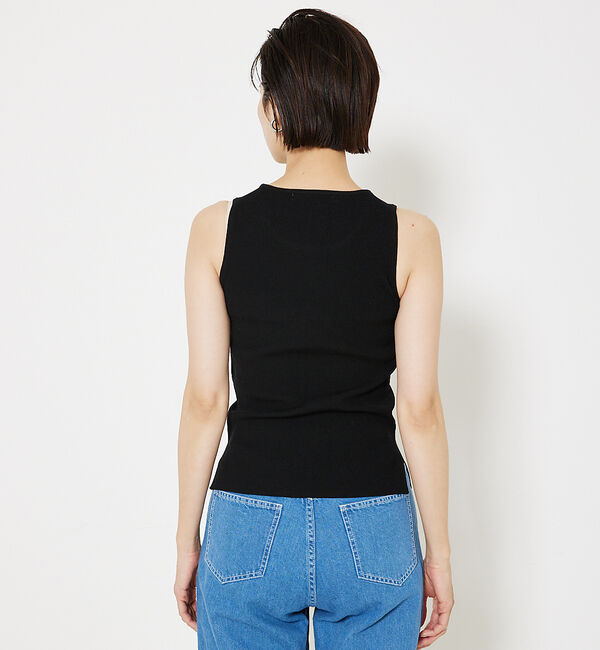 qualite「ラメスクエアノースリーブニット」|キャミソール|