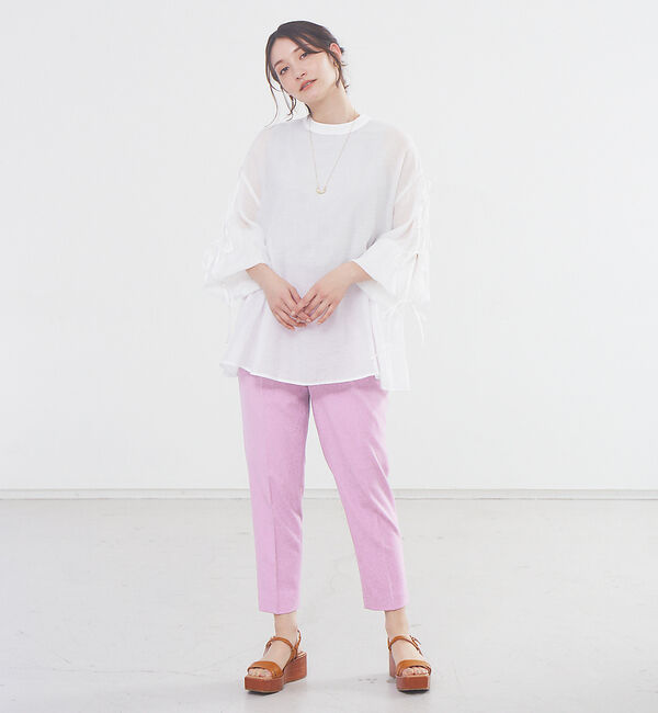 abahouse mavie「春夏素材【感嘆パンツ】リネン混タックテーパードパンツ」|その他|