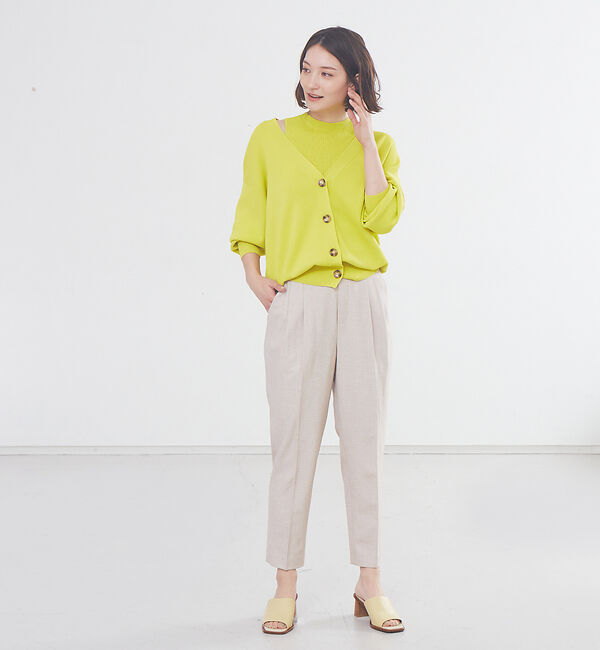 abahouse mavie「春夏素材【感嘆パンツ】リネン混タックテーパードパンツ」|その他|