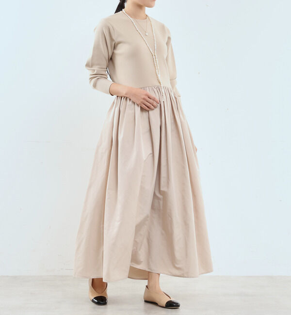 Liesse「布帛コンビニットワンピース」|ワンピース|ライトベージュ