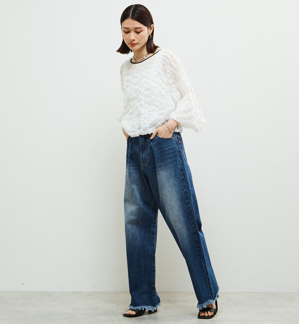 Soffitto「タックセミワイドデニムパンツ」|デニム|