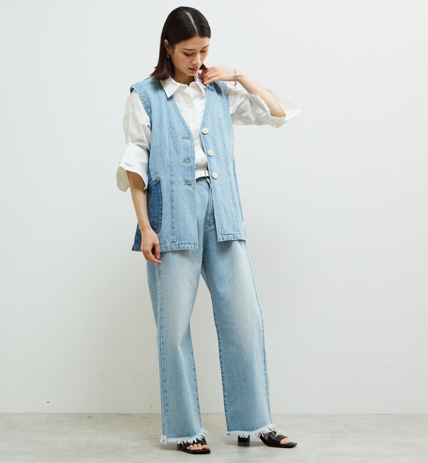 Soffitto「タックセミワイドデニムパンツ」|デニム|